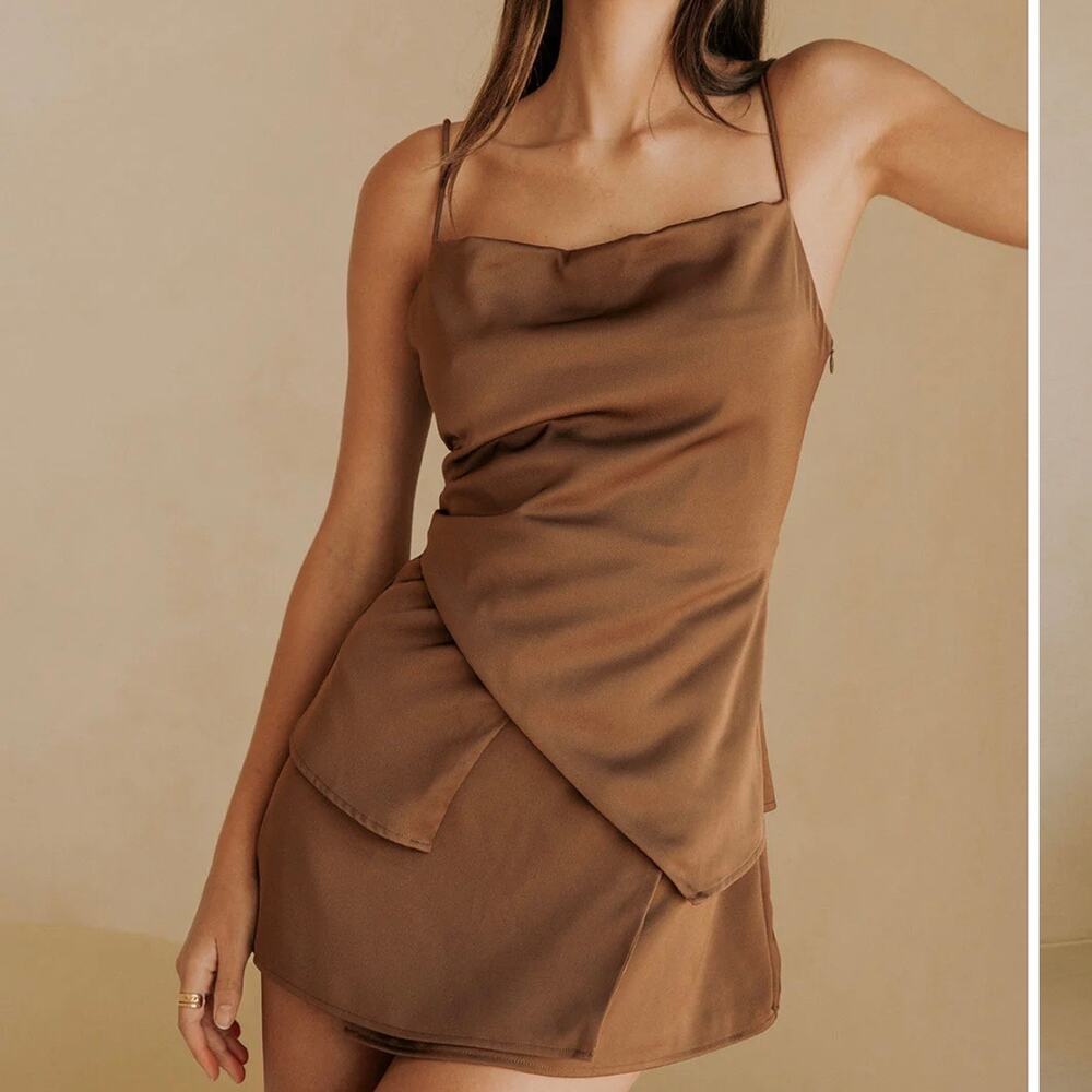 Sabo Skirt Brown Satin Mini Dress